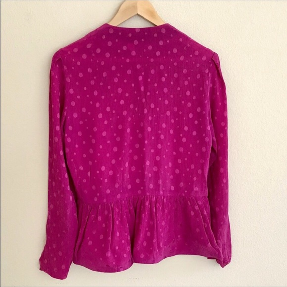 Oscar de la Renta Vintage Pink Peplum Blouse SZ 10 - Picture 3 of 5